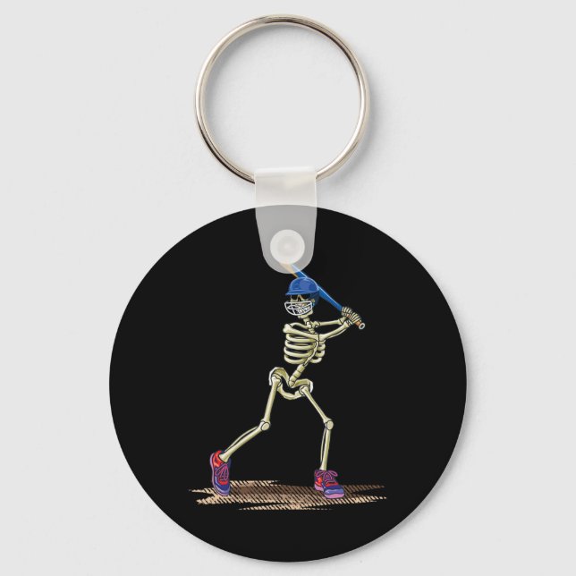 Baseball Skeleton Halloween Men Boys Baseball Hall Schlüsselanhänger (Vorderseite)