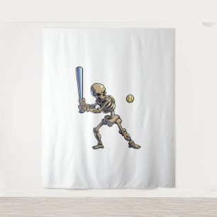 Baseball Skeleton Halloween Wandteppich