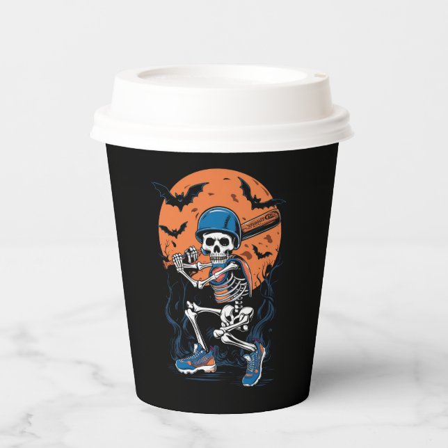 Baseball Skelett Halloween Baseball Halloween Pappbecher (Vorderseite)