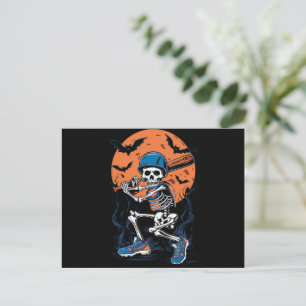Baseball-Skelett Halloween Baseball Halloween Postkarte
