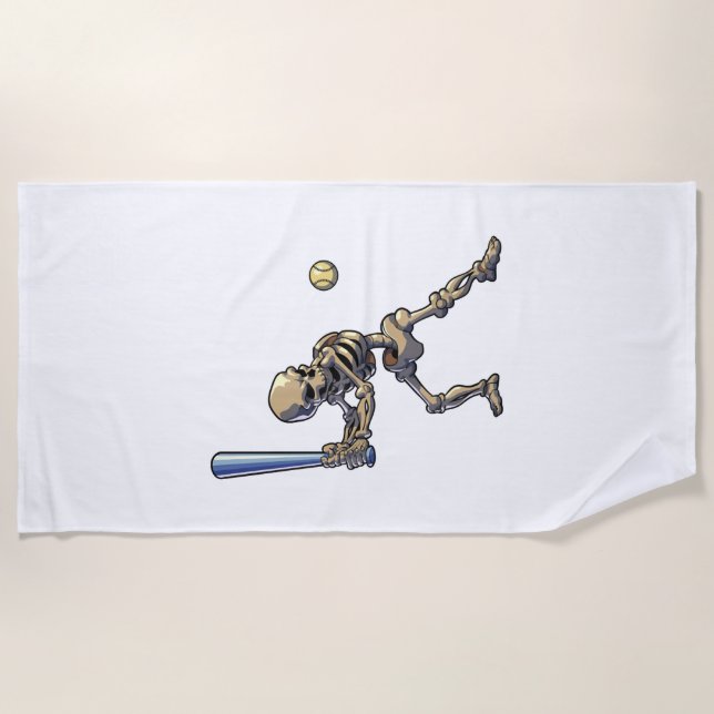 Baseball-Skelett Halloween Strandtuch (Vorderseite)
