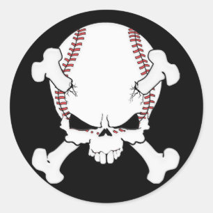 Baseball Skull Runder Aufkleber
