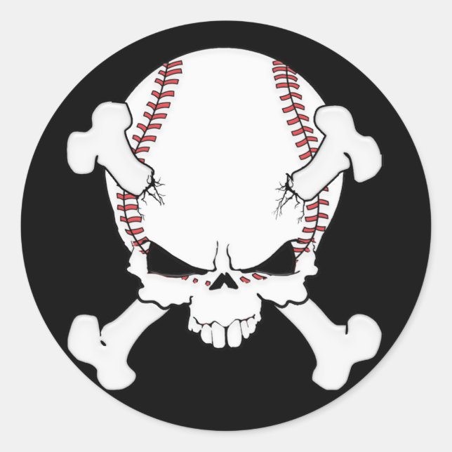 Baseball Skull Runder Aufkleber (Vorderseite)