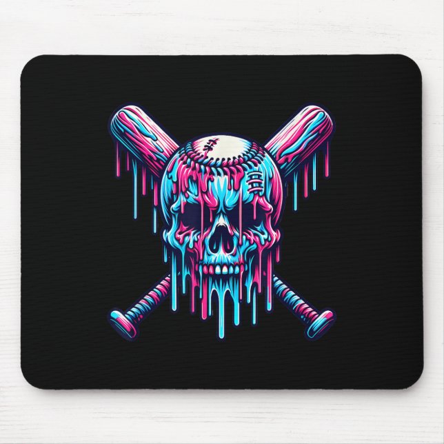 Baseball Skull Tropfen Baseball Tropfen Baseball I Mousepad (Vorne)