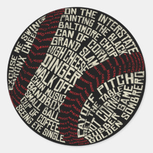Baseball Slang Words Word Art Runder Aufkleber