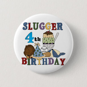 Baseball Slugger 4. Geburtstag Button