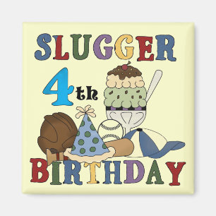 Baseball Slugger 4. Geburtstag Magnet