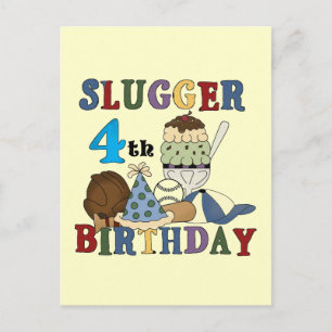 Baseball Slugger 4. Geburtstag Postkarte