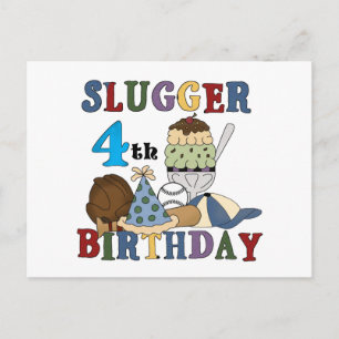 Baseball Slugger 4. Geburtstag Postkarte
