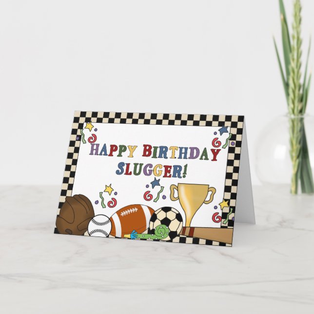 Baseball Slugger Birthday Cards Karte (Vorderseite)