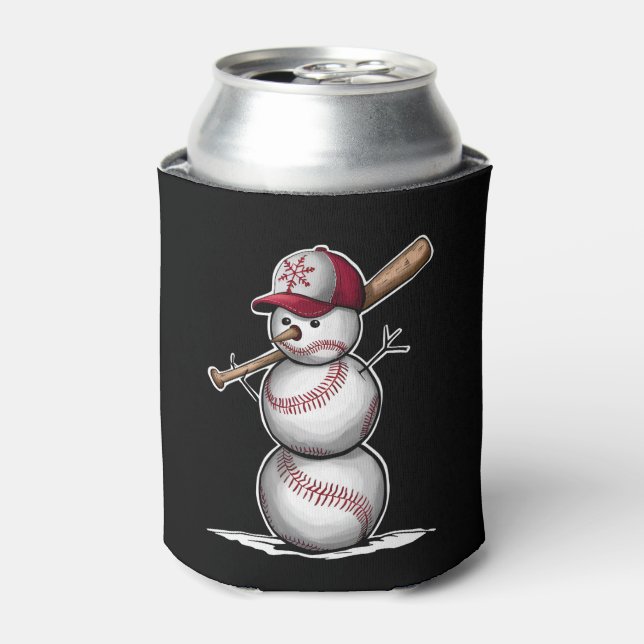 Baseball Snowman Balls Schnee Weihnachten Weihnach Dosenkühler (Kanne Vorderseite)