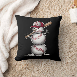 Baseball Snowman Balls Schnee Weihnachten Weihnach Kissen