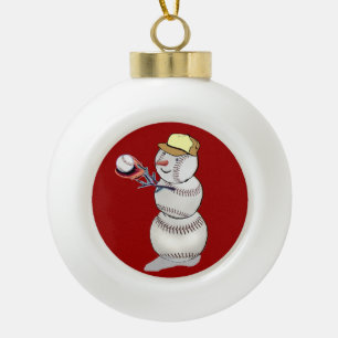Baseball Snowman Keramik Kugel-Ornament