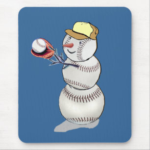Baseball Snowman Mousepad