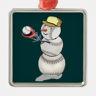 Baseball Snowman Ornament Aus Metall