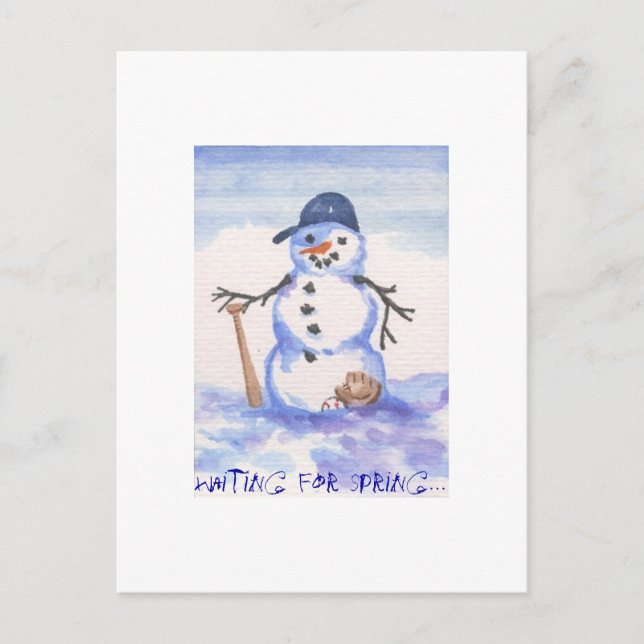 Baseball Snowman Postkarte (Vorderseite)