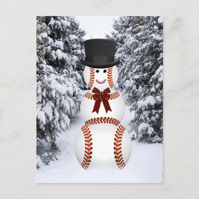 Baseball Snowman Postkarte (Vorderseite)