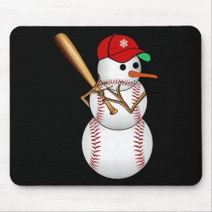 Baseball Snowman Schnee Weihnachten Weihnachten We Mousepad