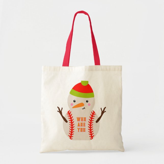 Baseball Snowman Tote Bag Tragetasche (Vorne)