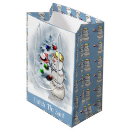 Baseball Snowman Weihnachten Mittlere Geschenktüte