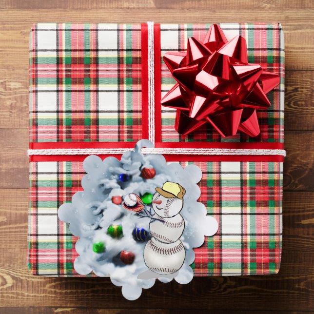 Baseball Snowman Weihnachten Ornament Karte (Insitu (Geschenk))