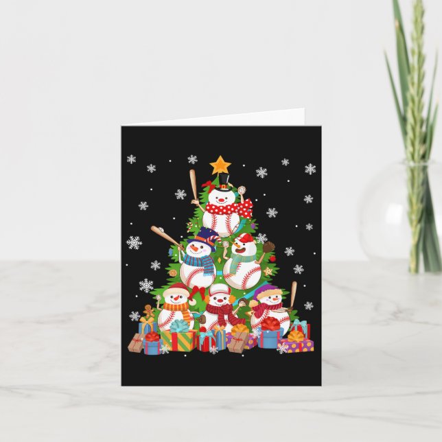 Baseball Snowman Weihnachtsbaum Pitchers Catchers Karte (Vorderseite)