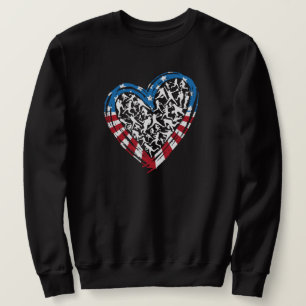 Baseball Softball - Amerikanische Flaggenherz Sweatshirt