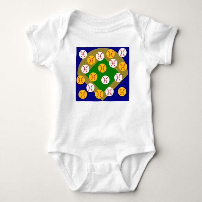 Baseball/Softball Baby Strampler (Vorderseite)