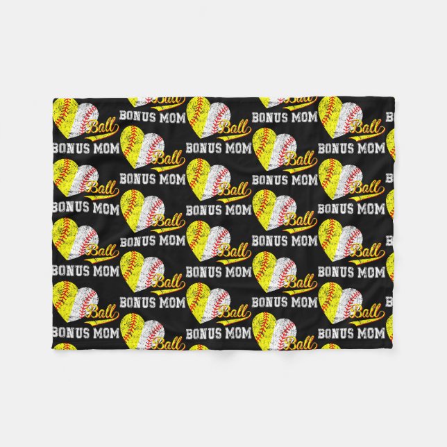 Baseball Softball Ball Herz Bonus Mama Mutter Fleecedecke (Vorderseite (Horizontal))