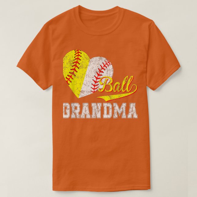 Baseball Softball Ball Herz Großmütter Tag T-Shirt (Design vorne)