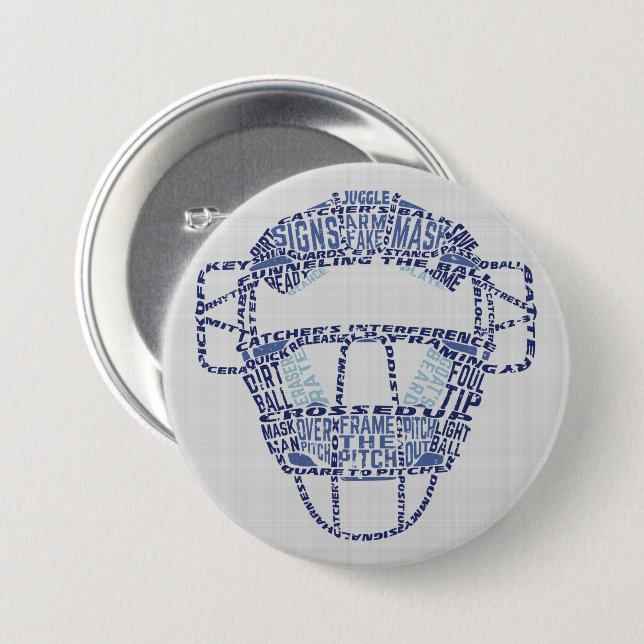 Baseball Softball Catchers Maske Calligram Abzeich Button (Vorne & Hinten)