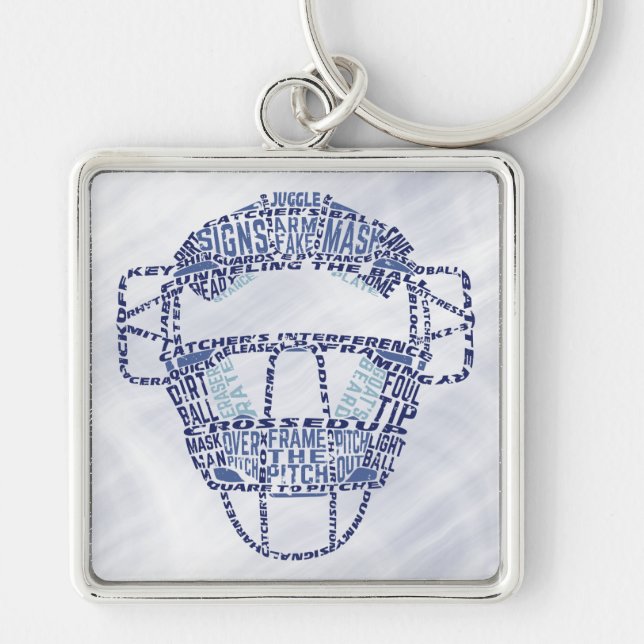Baseball Softball Catchers Maske Calligram Schlüsselanhänger (Vorne)
