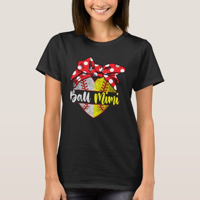 Baseball Softball Heart Ball Mimi Family Player Co T-Shirt (Vorderseite)