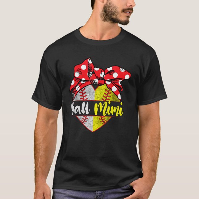 Baseball Softball Heart Ball Mimi Family Player Co T-Shirt (Vorderseite)