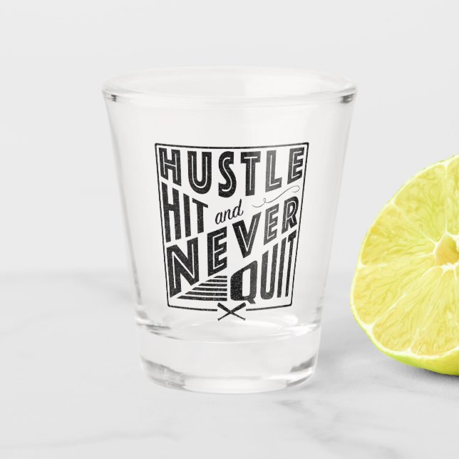 Baseball Softball Hustle Hit & Nie kündigen Schnapsglas (Vorderseite)