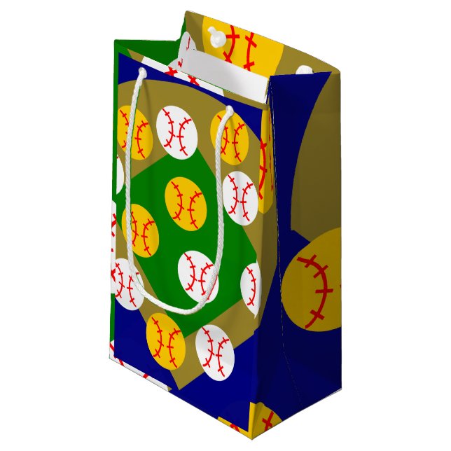 Baseball/Softball Kleine Geschenktüte (Vorderseite Schrägansicht)