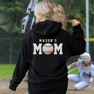 Baseball Softball Mama Kid's Name Parent Black Hoodie