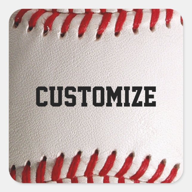 Baseball Softball Nähen Benutzerdefinierter Text Quadratischer Aufkleber (Vorderseite)
