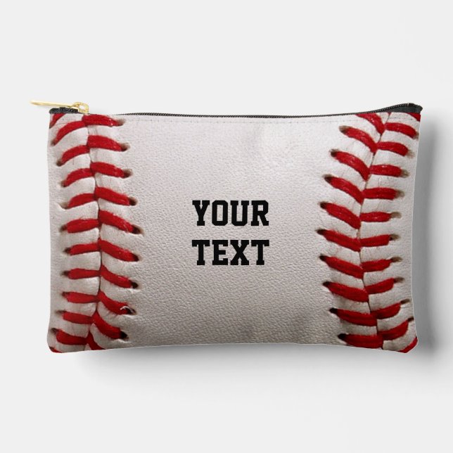 Baseball Softball Nähen Benutzerdefinierter Text Zubehörtasche (Vorderseite)