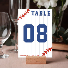 Baseball Softball Pinstripe Hochzeitsempfang Tischnummer