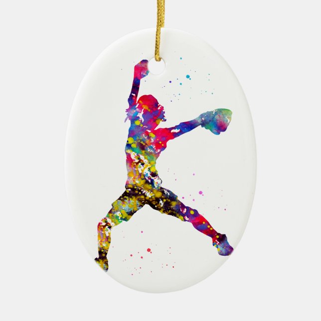 Baseball Softball Pitcher Keramik Ornament (Vorne)