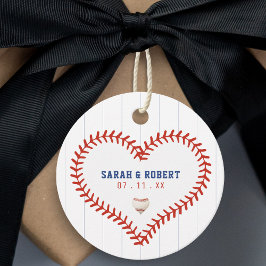 Baseball Softball Sport Herz Pinstripe Hochzeit Geschenkanhänger