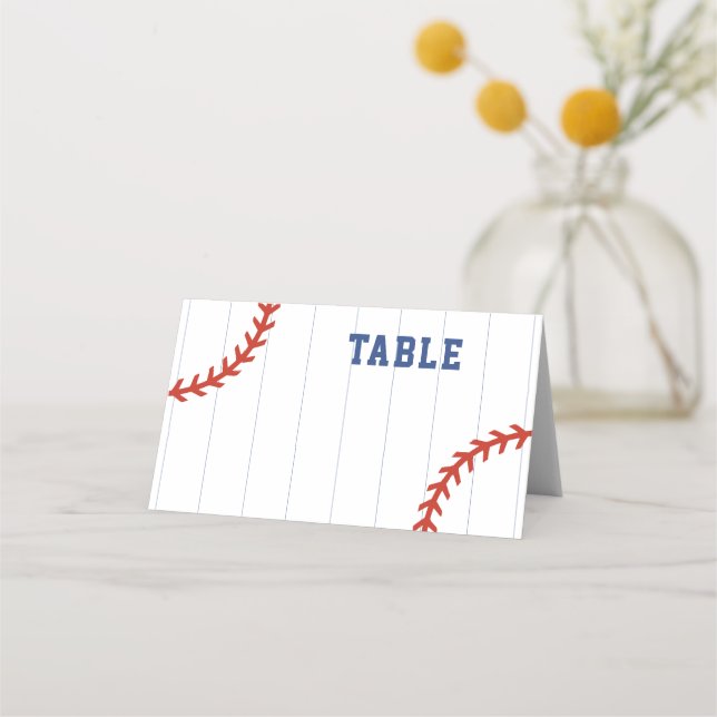 Baseball Softball Sport Herz Pinstripe Hochzeit Platzkarte (Vorderseite)
