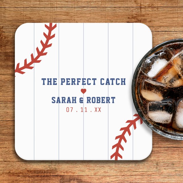 Baseball Softball Sport Herz Pinstripe Hochzeit Rechteckiger Pappuntersetzer (Baseball Softball Sport Heart Pinstripe Wedding Square Paper Coaster
)