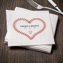 Baseball Softball Sport Herz Pinstripe Hochzeit Serviette