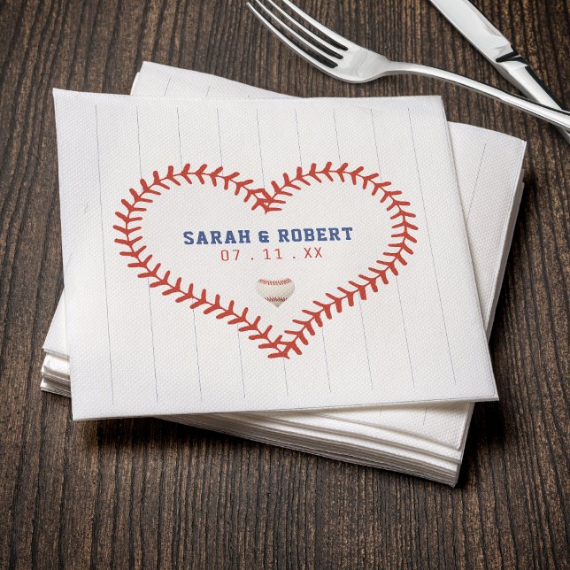 Baseball Softball Sport Herz Pinstripe Hochzeit Serviette (Baseball Softball Sport Heart Pinstripe Wedding Napkins
)