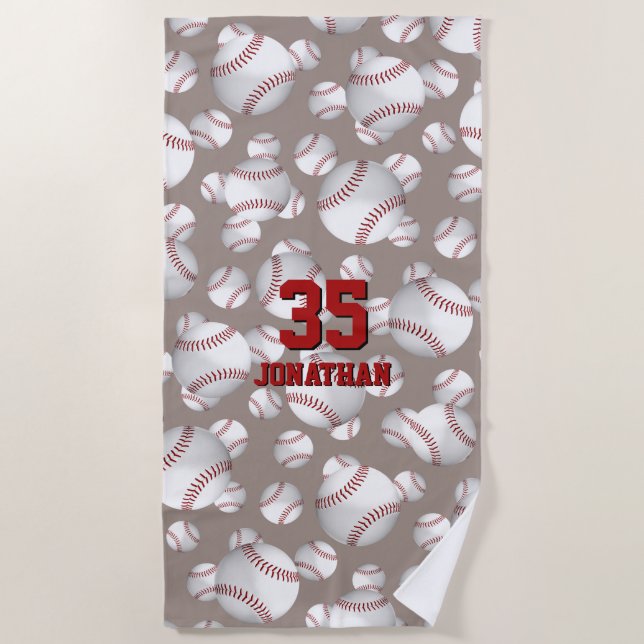 Baseball-Softballmuster personalisiert Strandtuch (Vorderseite)