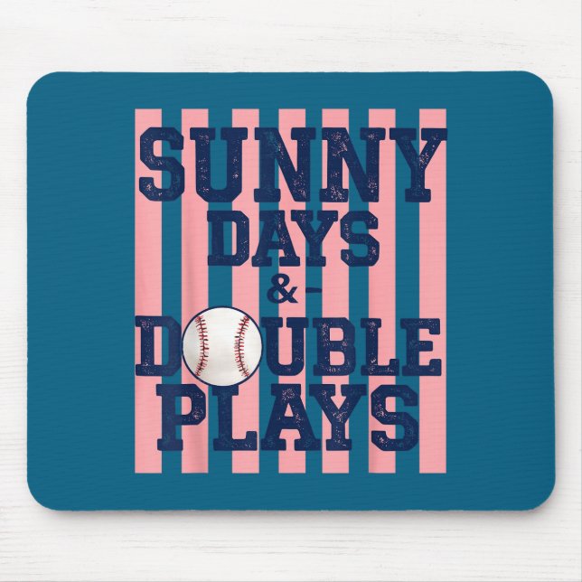 Baseball Sonnige Tage Doppelschläge Mädchen Spielt Mousepad (Vorne)