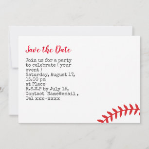 Baseball-Sparen Sie das Datum Party  Einladung