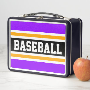 BASEBALL Spaß Helles Lila Orange Schwarze Streifen Metall Brotdose